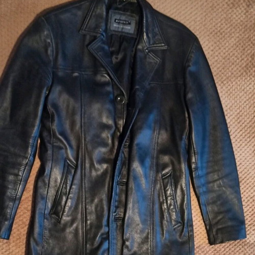 Leather jacket black size M like new, genuine Kastoria leather