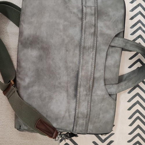 Admiral Loborn laptop bag, grey, alcantara fabric