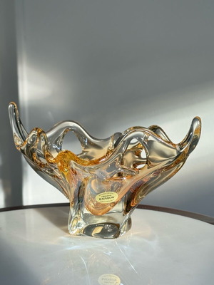 Bohemia Crystal Original Rainbow σετ βάζο και μπολ σε κεχριμπαρένιο χρώμα