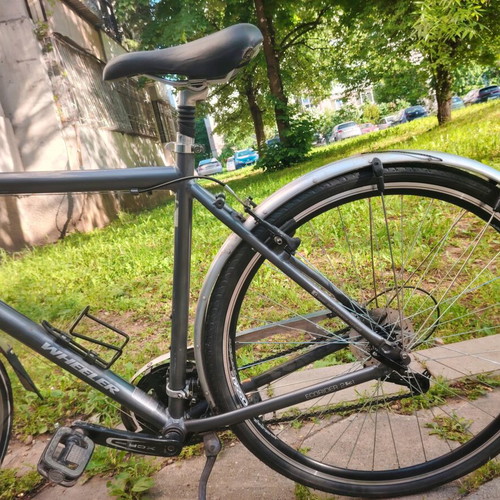 Ecorider 28" city bicycle, silver, Shimano gears, front suspension