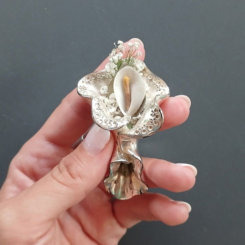 Silver-plated miniature romantic bouquet