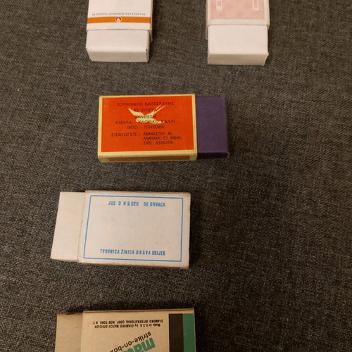 Matchboxes used, pack of 10, two with matches