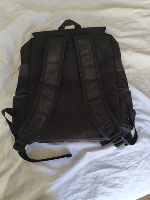 Backpack canvas black used with multiple compartments