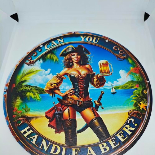 Vintage metal decorative sign Pirate Beer 20cm like new