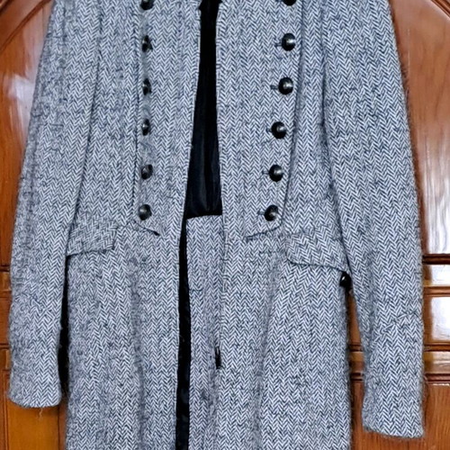 Zara Basic Herringbone Military Wool Blend Coat like new, size L