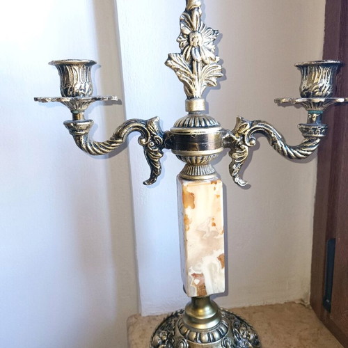 Κηροπήγιο vintage μεταχειρισμένο, ορείχαλκος και όνυχας