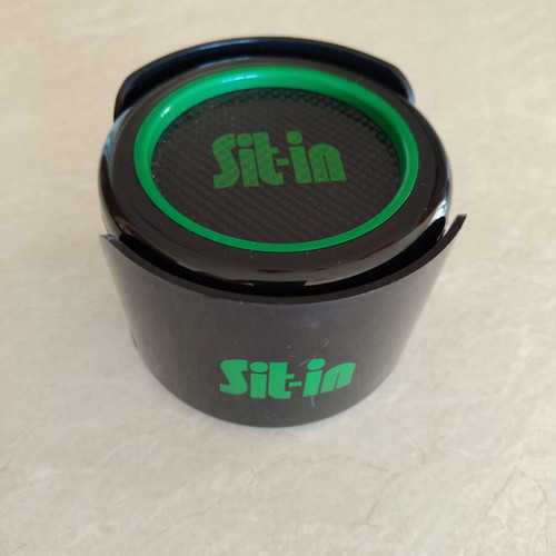 Coaster set of six plastic pieces with holder, like new