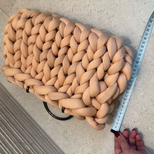 Handmade beige handbag new with metal handles