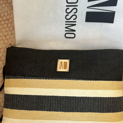 Modissimo straw handbag new, black and beige