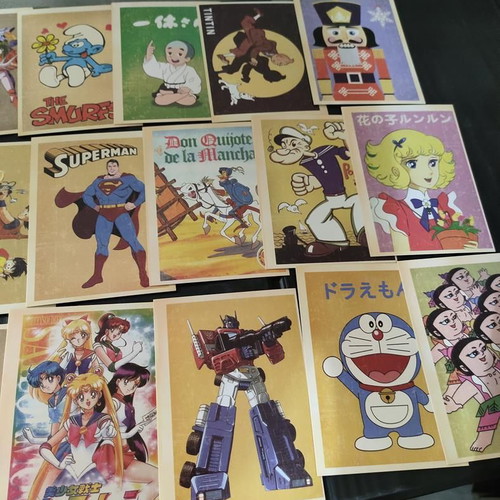 Collectible set of 32 vintage cartoon and anime postcards