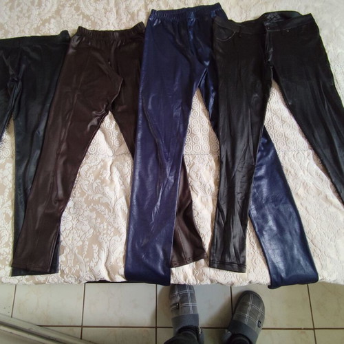 Calzedonia women's leather-look leggings pants used, size Small, pack of 4