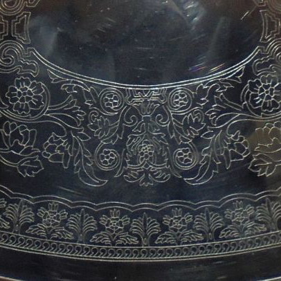 Twin Bird metal serving tray with engraved decoration