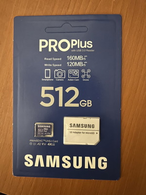 Samsung Pro Plus microSDXC 512GB U3 V30 A2 UHS-I με αντάπτορα, σφραγισμένο