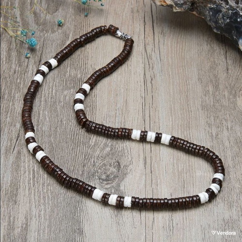 Retro country necklace with natural sea coral stems 60 cm new