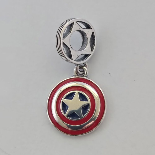 Captain America Shield Charm silver S925 with enamel, new