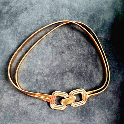 Gold elastic double plus size metal belt (72cm-130cm)