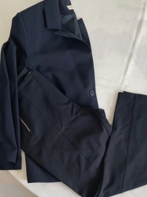 Dina women's suit dark blue like new, jacket and trousers, size XL