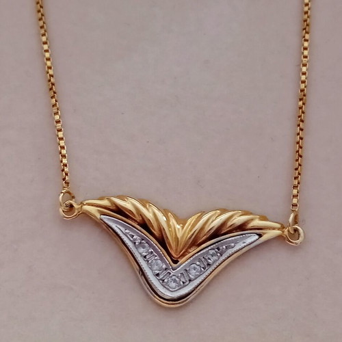 14K 585 gold pendant with white gold and zircon