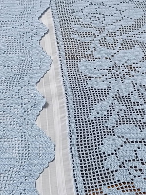 Handmade large table runner used, unique color with lace