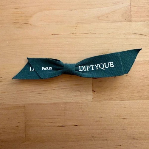 Diptyque bow new, green cotton with white print