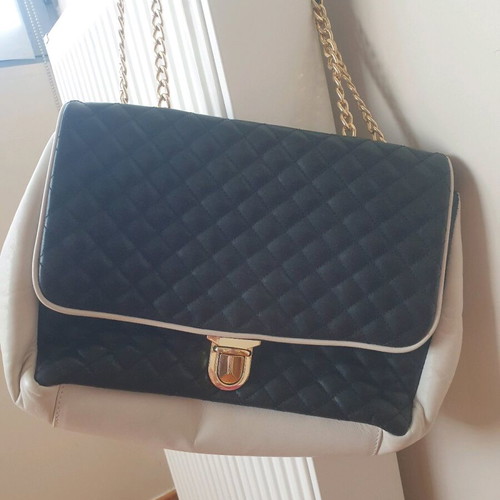 Leather shoulder bag Italian white-black new
