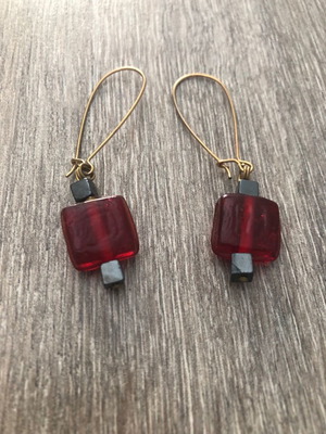 Handmade earrings new with Murano and hematite semi-precious stones