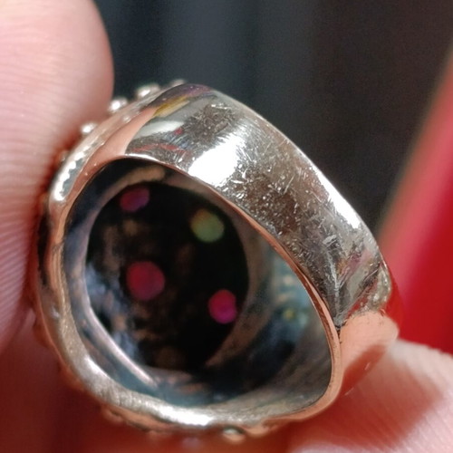 Ring with multicolored stones used, gold color, size 59