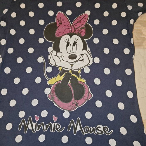 Disney women's short-sleeve T-shirt with Minnie print like new, white and blue, size L