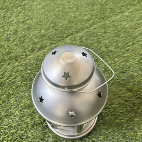 IKEA silver lantern used, holds tealight