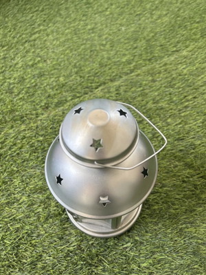 IKEA silver lantern used, holds tealight