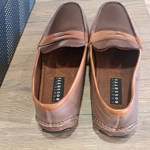 Fratelli Rossetti men's leather moccasins new, brown, size 42