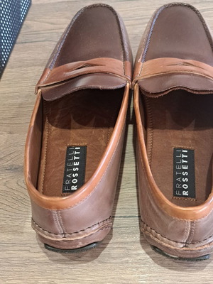 Fratelli Rossetti men's leather moccasins new, brown, size 42