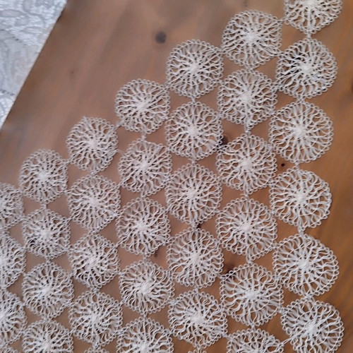 Embroidery with lace new, table runner 65x40 cm, ecru