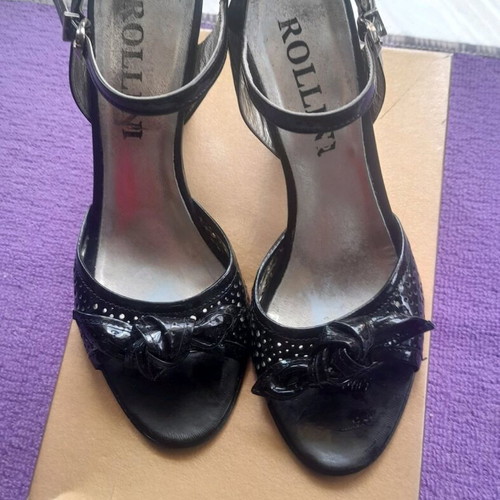 Rollini classic sandals used size 39 black with thick heel