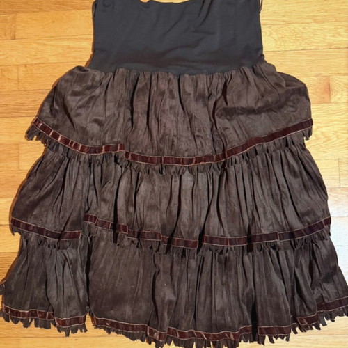 Vintage brown velour skirt with ruffles like new