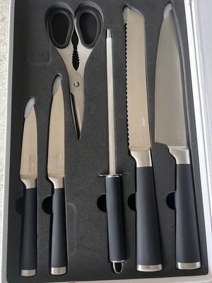 Xavax kitchen knife set new, 6 pieces with rubber handle