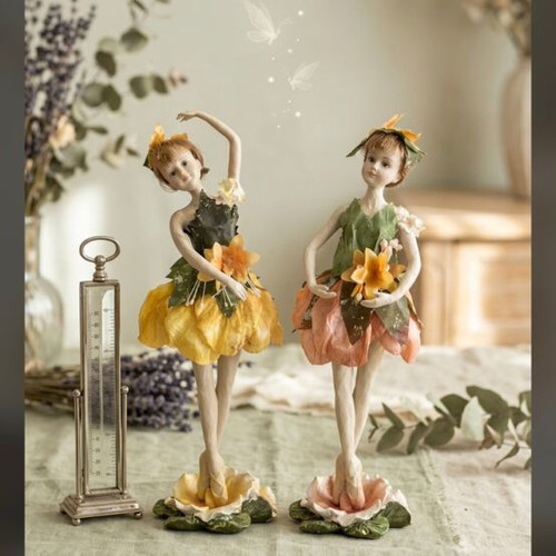Decorative fairy ballerina set of 2, new, resin with hand-painted details