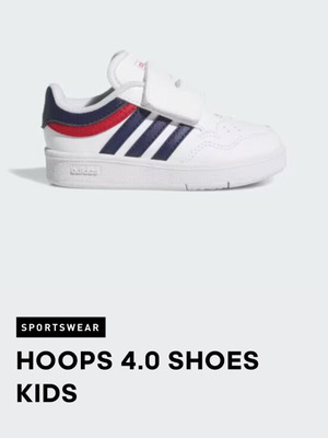 Adidas Hoops 4.0 kids sneakers, white with navy and red