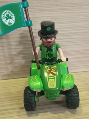 Playmobil fan of Panathinaikos on quadbike like new with team flag