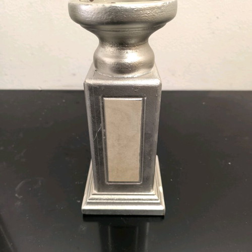 Wooden candlesticks like new, gray and beige color, set of 2