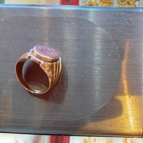 Men's ring with ancient warrior and rare stone 14k, like new