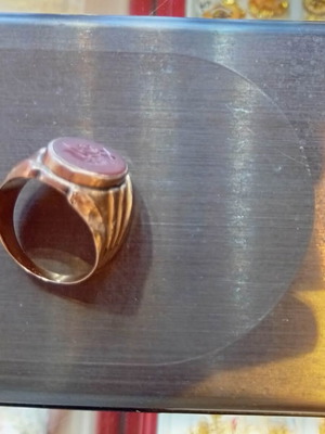 Men's ring with ancient warrior and rare stone 14k, like new