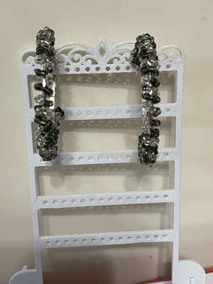 Evening earrings with white and black beads new