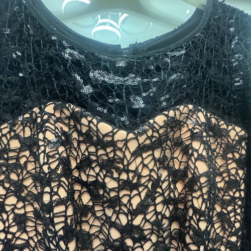Maxi dress like new with black lace for wedding or christening