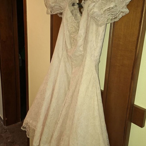Vintage Dress Karen Okada for Climax 80s muted pink lace like new