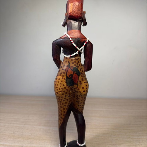 Handmade Maasai couple used, vintage art figures from Kenya 30 cm