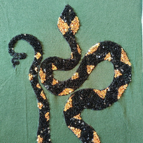 H&M green t-shirt like new with sequin snake design