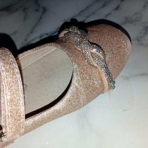 Markelly children's ballerina shoes like new, size 30, rose gold with glitter and rhinestones