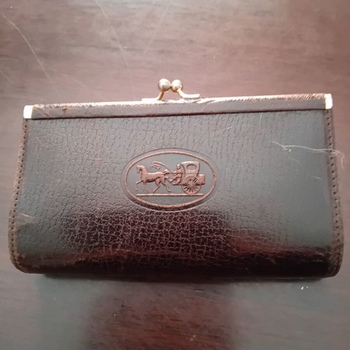 Leather vintage wallet used, brown English style