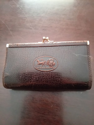 Leather vintage wallet used, brown English style